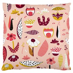 Scandinavian Flat Floral Background Coral Pink White Black Gold Pattern Large Premium Plush Fleece Cushion Case (two Sides) by Sarkoni