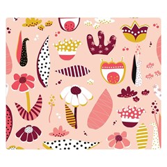 Scandinavian Flat Floral Background Coral Pink White Black Gold Pattern Two Sides Premium Plush Fleece Blanket (small) by Sarkoni