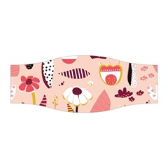 Scandinavian Flat Floral Background Coral Pink White Black Gold Pattern Stretchable Headband by Sarkoni