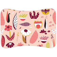 Scandinavian Flat Floral Background Coral Pink White Black Gold Pattern Velour Seat Head Rest Cushion by Sarkoni