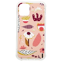 Scandinavian Flat Floral Background Coral Pink White Black Gold Pattern Iphone 12 Mini Tpu Uv Print Case	 by Sarkoni