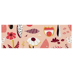 Scandinavian Flat Floral Background Coral Pink White Black Gold Pattern Banner And Sign 9  X 3  by Sarkoni