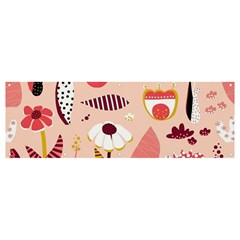 Scandinavian Flat Floral Background Coral Pink White Black Gold Pattern Banner And Sign 12  X 4  by Sarkoni