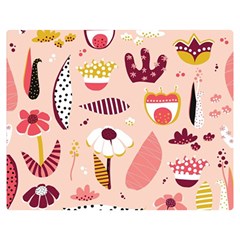 Scandinavian Flat Floral Background Coral Pink White Black Gold Pattern Premium Plush Fleece Blanket (medium) by Sarkoni