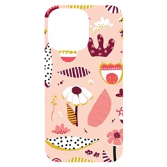 Scandinavian Flat Floral Background Coral Pink White Black Gold Pattern Iphone 14 Pro Max Black Uv Print Case by Sarkoni