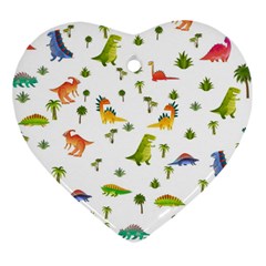 Baby Dino Seamless Pattern Ornament (heart)