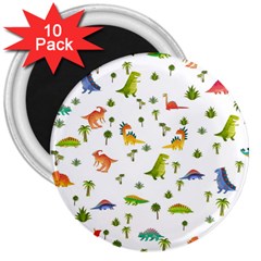 Baby Dino Seamless Pattern 3  Magnets (10 Pack)  by Sarkoni