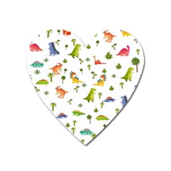 Baby Dino Seamless Pattern Heart Magnet by Sarkoni