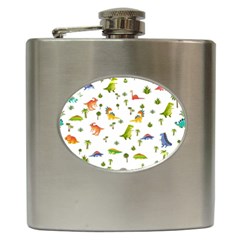 Baby Dino Seamless Pattern Hip Flask (6 Oz) by Sarkoni