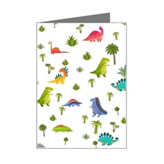 Baby Dino Seamless Pattern Mini Greeting Card by Sarkoni