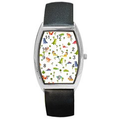 Baby Dino Seamless Pattern Barrel Style Metal Watch by Sarkoni