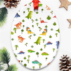 Baby Dino Seamless Pattern Oval Ornament (two Sides) by Sarkoni