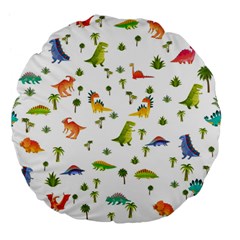 Baby Dino Seamless Pattern Large 18  Premium Flano Round Cushions by Sarkoni