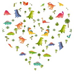 Baby Dino Seamless Pattern Wooden Puzzle Heart by Sarkoni