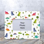 Baby Dino Seamless Pattern White Tabletop Photo Frame 4 x6  Front