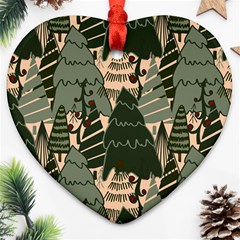 Christmas Vector Seamless Tree Pattern Heart Ornament (two Sides) by Sarkoni