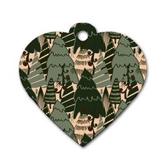 Christmas Vector Seamless Tree Pattern Dog Tag Heart (one Side) by Sarkoni