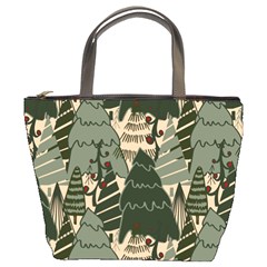 Christmas Vector Seamless Tree Pattern Bucket Bag by Sarkoni