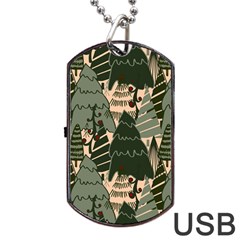 Christmas Vector Seamless Tree Pattern Dog Tag Usb Flash (one Side) by Sarkoni