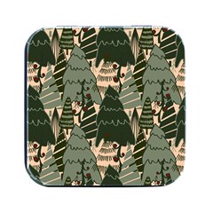 Christmas Vector Seamless Tree Pattern Square Metal Box (black) by Sarkoni