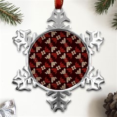 Oriental Dragon Motif Pattern Metal Small Snowflake Ornament by Sarkoni