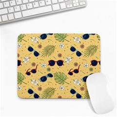 Seamless Pattern Of Sunglasses Tropical Leaves And Flowers Small Mousepad by Sarkoni