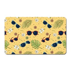 Seamless Pattern Of Sunglasses Tropical Leaves And Flowers Magnet (rectangular) by Sarkoni