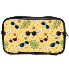 Seamless Pattern Of Sunglasses Tropical Leaves And Flowers Toiletries Bag (one Side) by Sarkoni