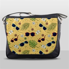 Seamless Pattern Of Sunglasses Tropical Leaves And Flowers Messenger Bag by Sarkoni