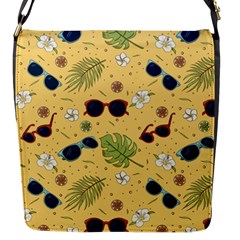 Seamless Pattern Of Sunglasses Tropical Leaves And Flowers Flap Closure Messenger Bag (s) by Sarkoni