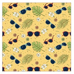 Seamless Pattern Of Sunglasses Tropical Leaves And Flowers Square Satin Scarf (36  X 36 ) by Sarkoni