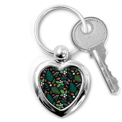 Pattern Forest Leaf Flower Motif Key Chain (heart) by Sarkoni