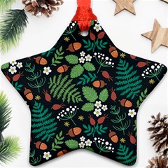 Pattern Forest Leaf Flower Motif Star Ornament (two Sides) by Sarkoni