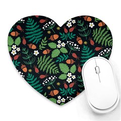 Pattern Forest Leaf Flower Motif Heart Mousepad by Sarkoni