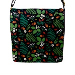 Pattern Forest Leaf Flower Motif Flap Closure Messenger Bag (l) by Sarkoni