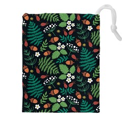 Pattern Forest Leaf Flower Motif Drawstring Pouch (5xl) by Sarkoni