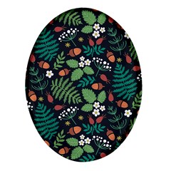 Pattern Forest Leaf Flower Motif Oval Glass Fridge Magnet (4 Pack) by Sarkoni