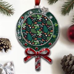 Pattern Forest Leaf Flower Motif Metal X mas Lollipop With Crystal Ornament by Sarkoni