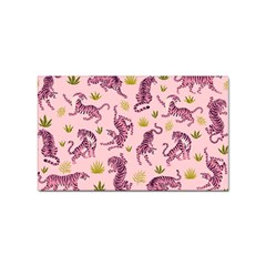 Pink Tigers And Tropical Leaves Patern Sticker (rectangular) by Sarkoni