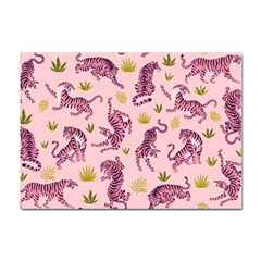 Pink Tigers And Tropical Leaves Patern Sticker A4 (10 Pack) by Sarkoni