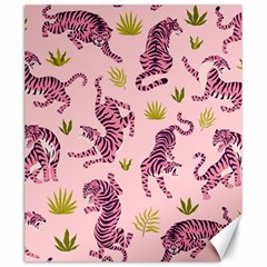 Pink Tigers And Tropical Leaves Patern Canvas 20  X 24  by Sarkoni