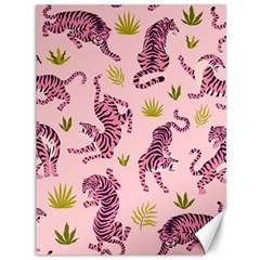 Pink Tigers And Tropical Leaves Patern Canvas 36  X 48  by Sarkoni