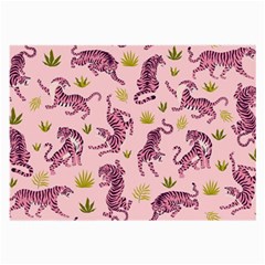 Pink Tigers And Tropical Leaves Patern Large Glasses Cloth (2 Sides) by Sarkoni