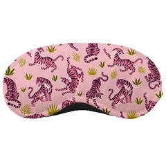 Pink Tigers And Tropical Leaves Patern Sleep Mask by Sarkoni