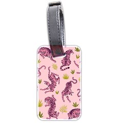 Pink Tigers And Tropical Leaves Patern Luggage Tag (two Sides) by Sarkoni