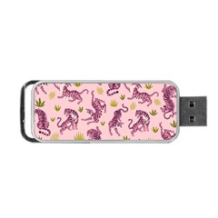 Pink Tigers And Tropical Leaves Patern Portable Usb Flash (one Side) by Sarkoni