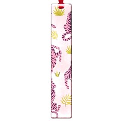 Pink Tigers And Tropical Leaves Patern Large Book Marks by Sarkoni