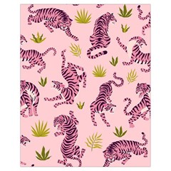 Pink Tigers And Tropical Leaves Patern Drawstring Bag (small) by Sarkoni