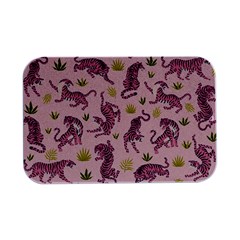 Pink Tigers And Tropical Leaves Patern Open Lid Metal Box (silver)  