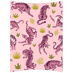 Pink Tigers And Tropical Leaves Patern Back Support Cushion by Sarkoni